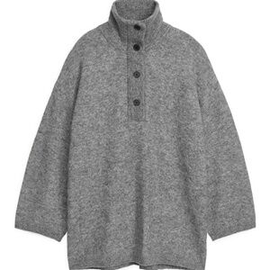 Arket Long Alpaca Blend Jumper in Grey | Size L | NWOT